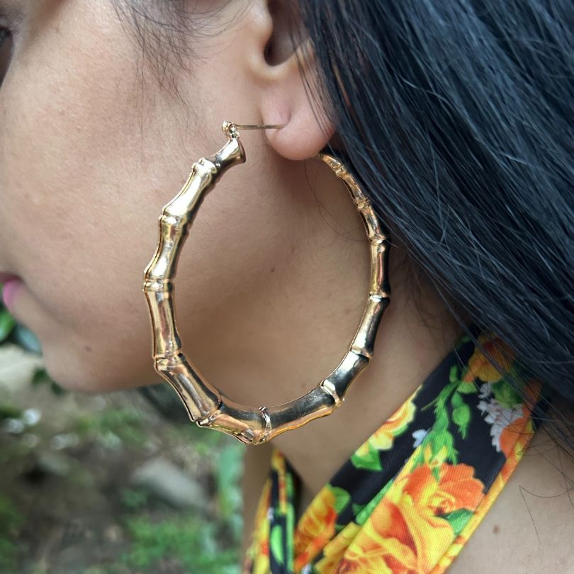 Textured Golden Hoop Earring - Big
