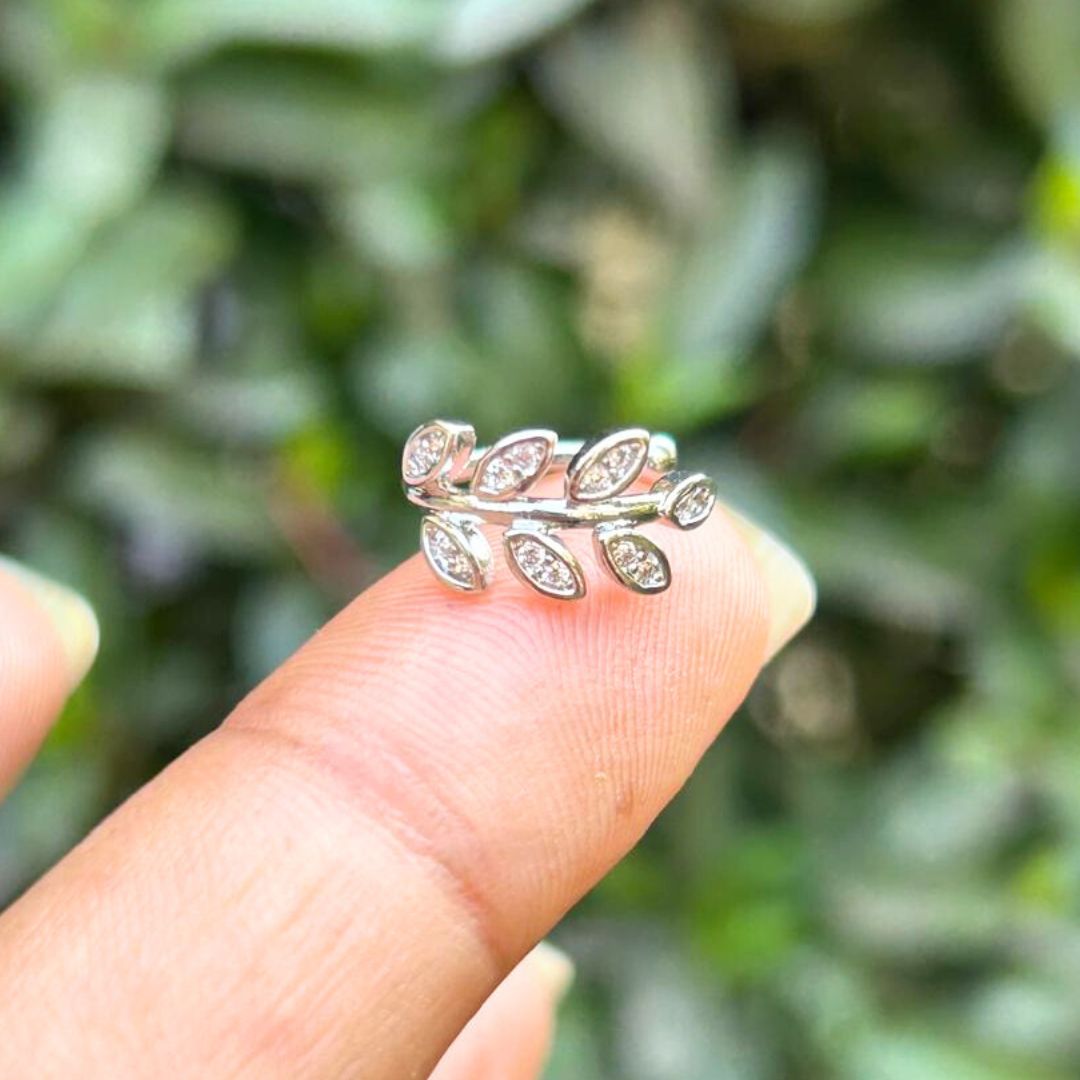 Dainty Leaf Silver Ear Cuff