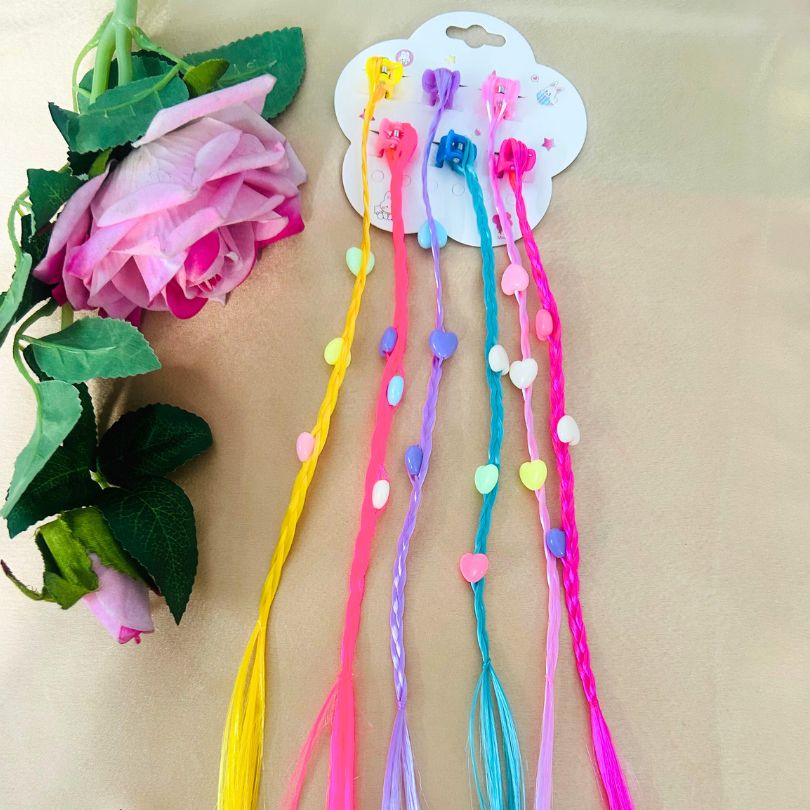 Cute Baby Girl Colorful  Heart Twist Braid Hair Clips - 6 Pcs