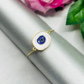 Round White Evil Eye Gold Plated - Adjustable Bracelet