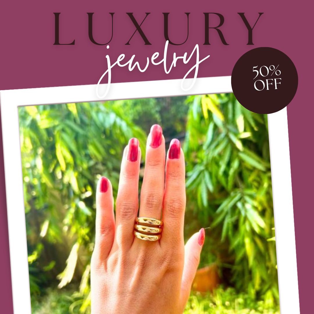 Three Line Golden Finger Ring