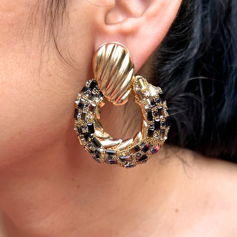 Bling Blogger Black Golden Drop Earrings