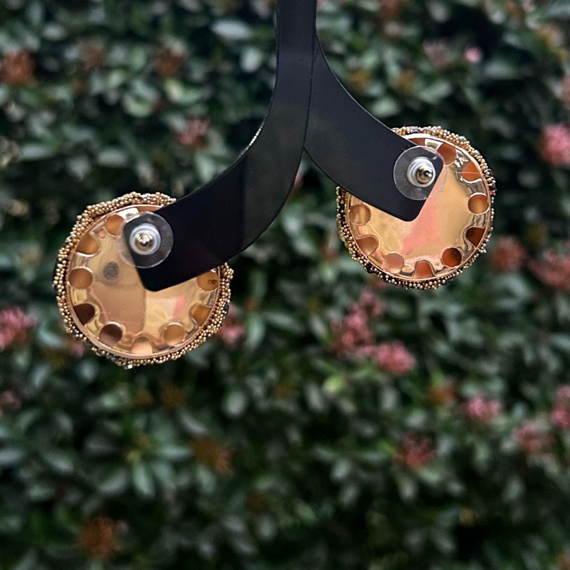 Bling Blogger Black Gold Stud Earrings - Small