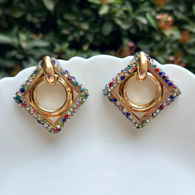 Bling Multicolor Rhombus Earrings