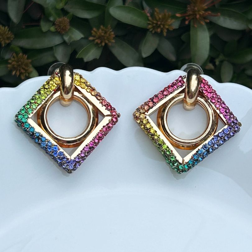 Bling Multicolor Rhombus Earrings