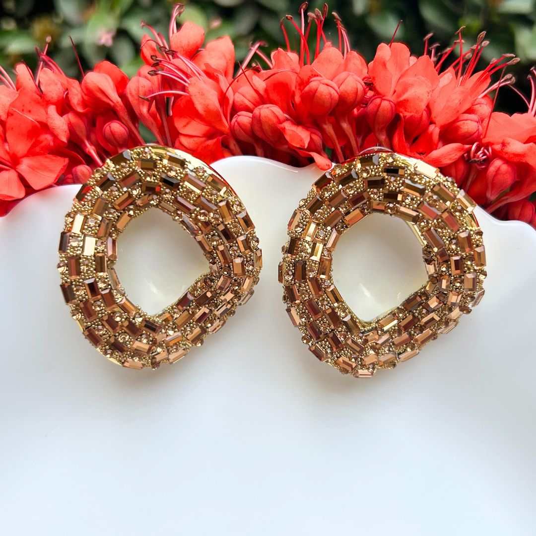 Bling Blogger Rust Golden Oval Earrings