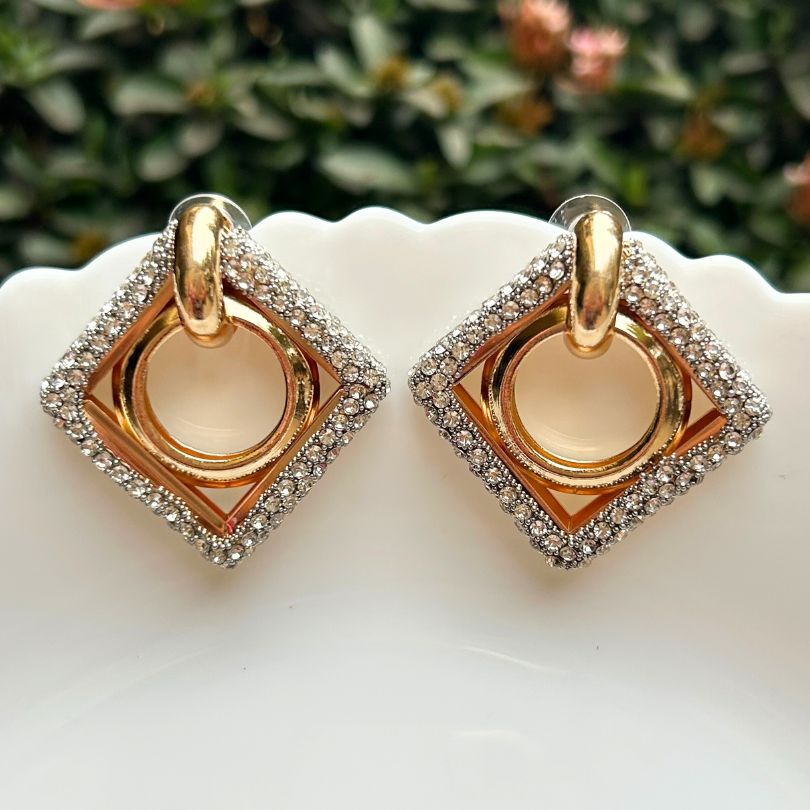 Bling Silver Rhombus Earrings
