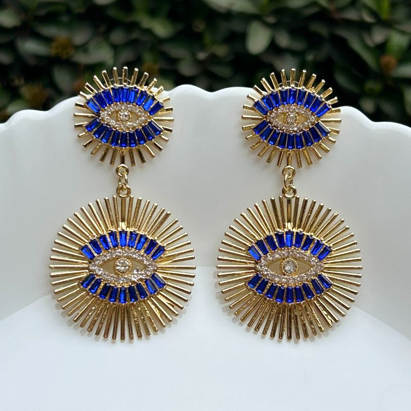Festive Blue Evil Eye Earring