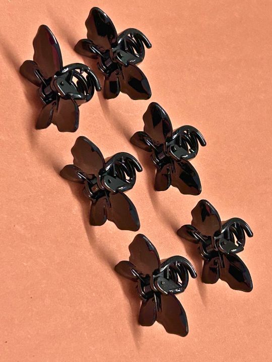 Women Set of 6 Black Claw Clips