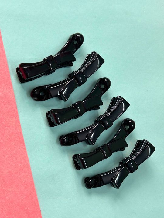 Women Set of 6 Black Bow Banana Clips