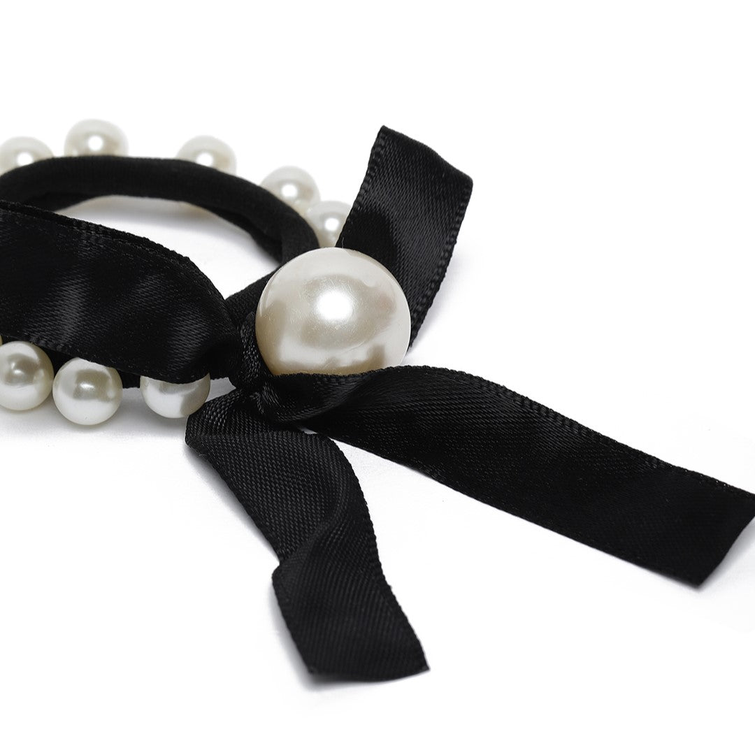 Women Set of 4 Pearl Ponytail Holders
