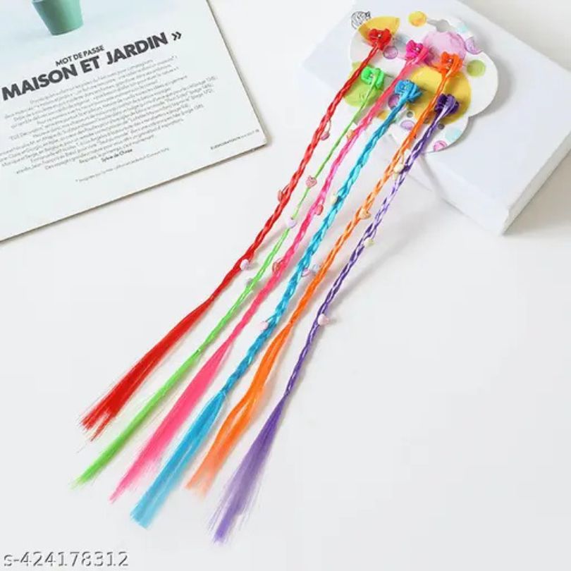 Cute Baby Girl Colorful  Heart Twist Braid Hair Clips - 6 Pcs