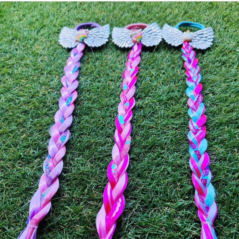 Cute Baby Girl Bow Purple Twist Braid Rubber Band