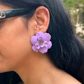 Flower Purple Stud Earrings