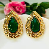 Green Statement Tear Drop Earrings
