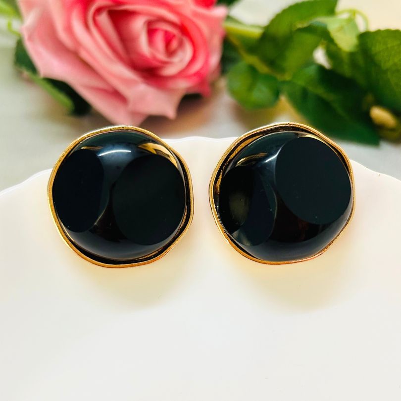 Statement Black Stud Earrings