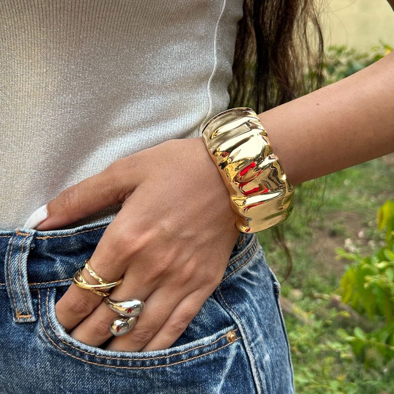 Structured Zigzag Openable kada/Cuff