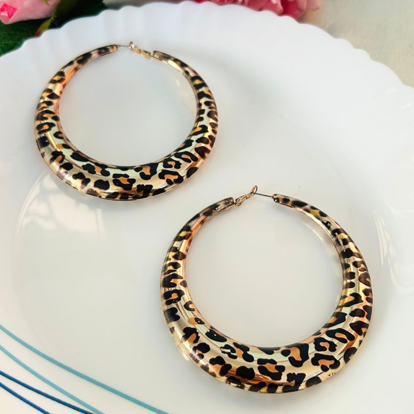 Animal Print Oversized Hoop Earrings
