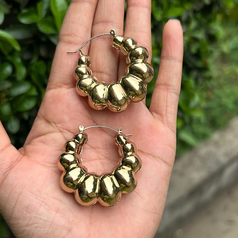 Golden Ball Small Hoop Earring