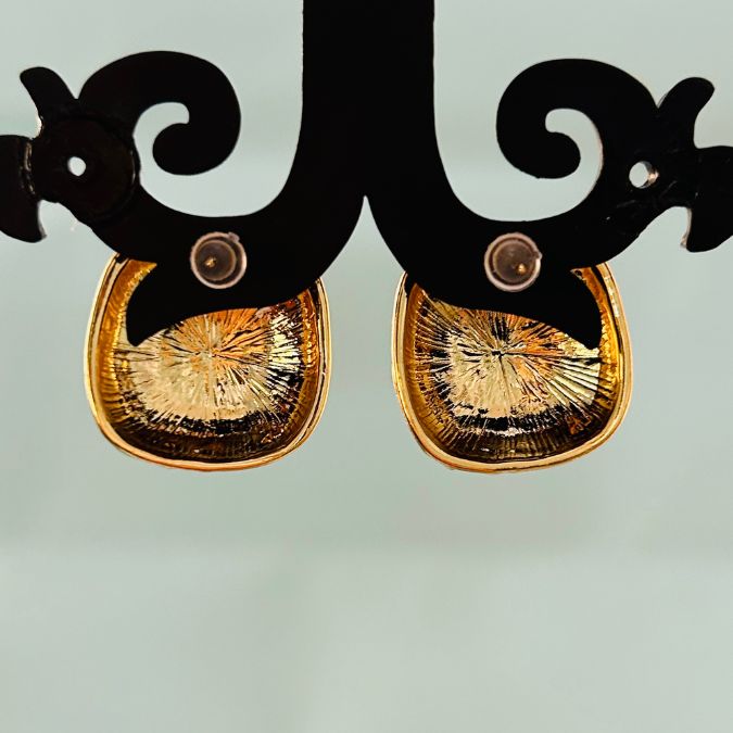 Square Floral Green Stud Earrings