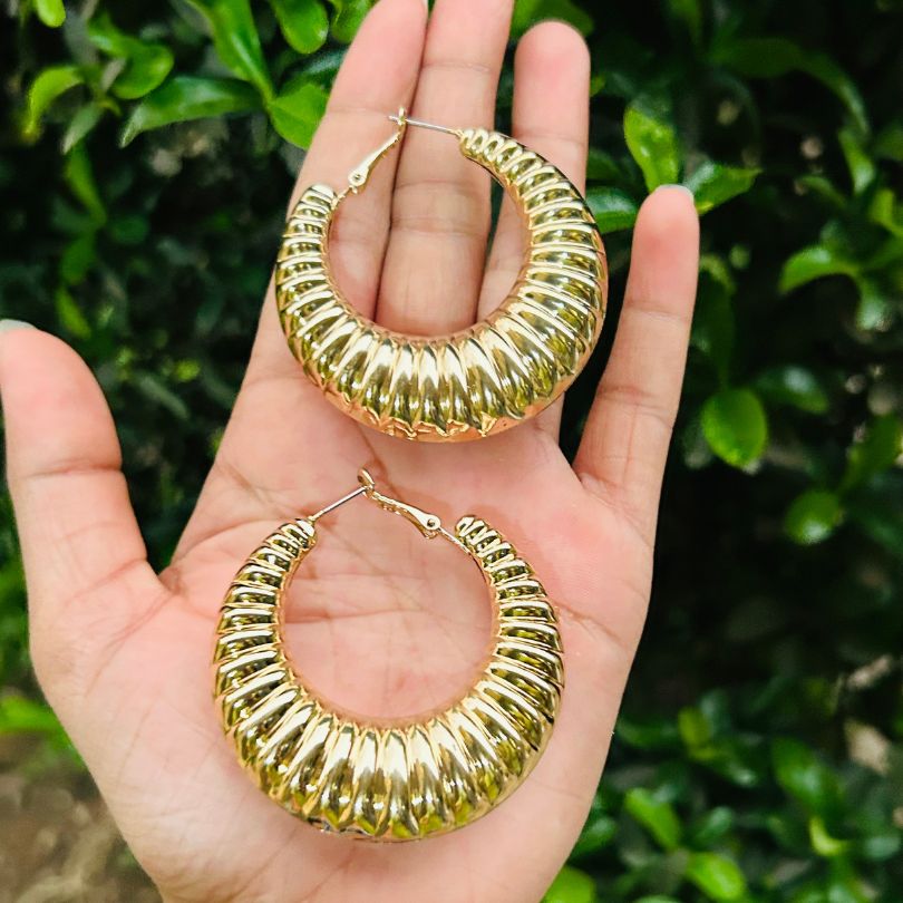 Golden Thick Hoop Earring