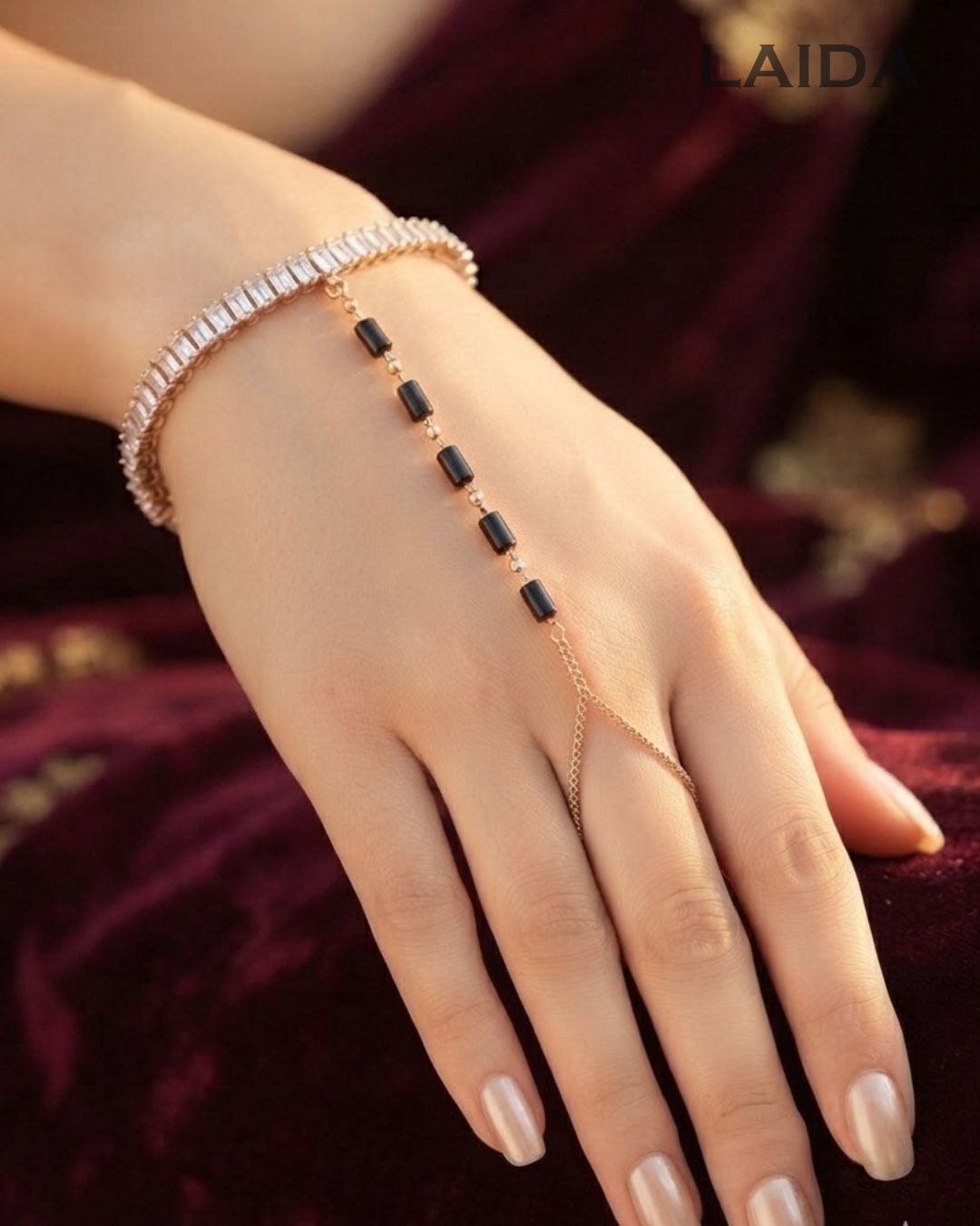 Minimalist Rose Gold-Plated Handchain Bracelet