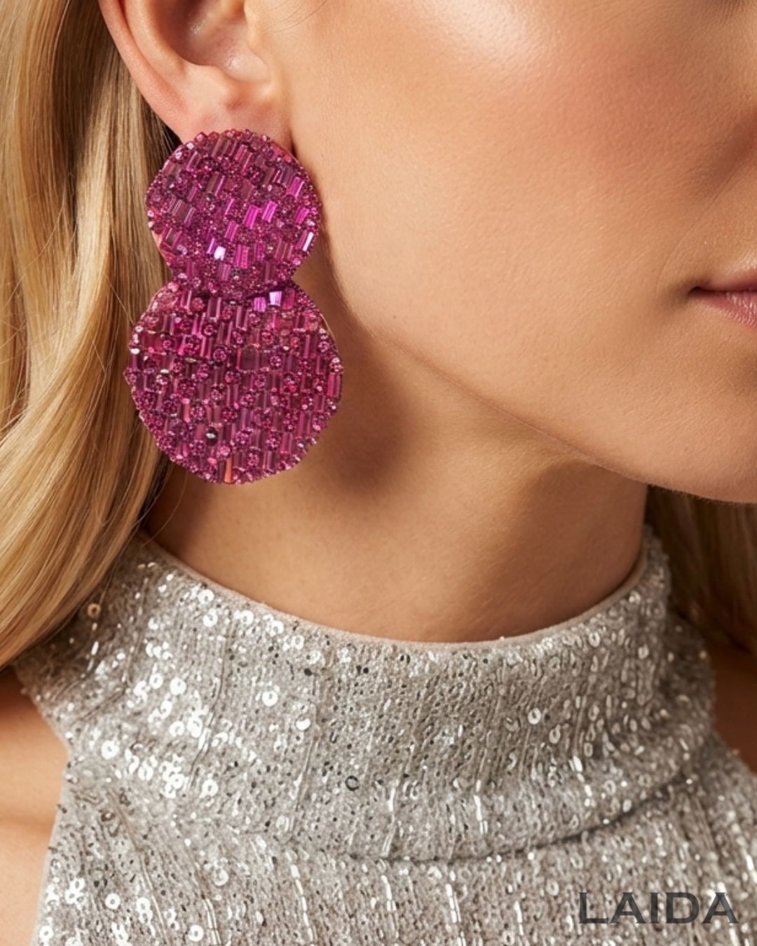 Bling Blogger Fuschia Pink Layered Earrings