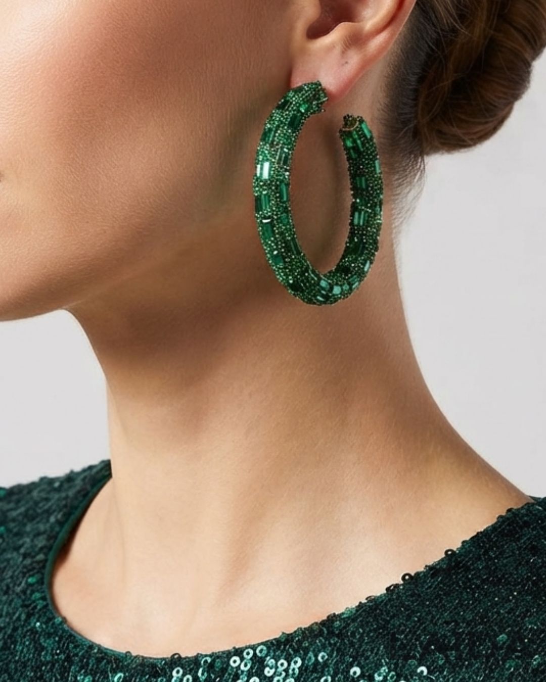 Bling Blogger Green Hoop Earrings Big