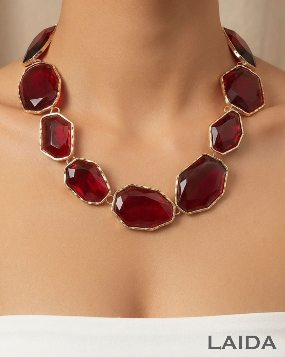 Maya Red Statement Necklace