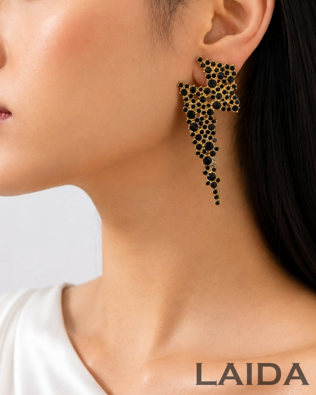 Black Bling Crystal Drop Earrings