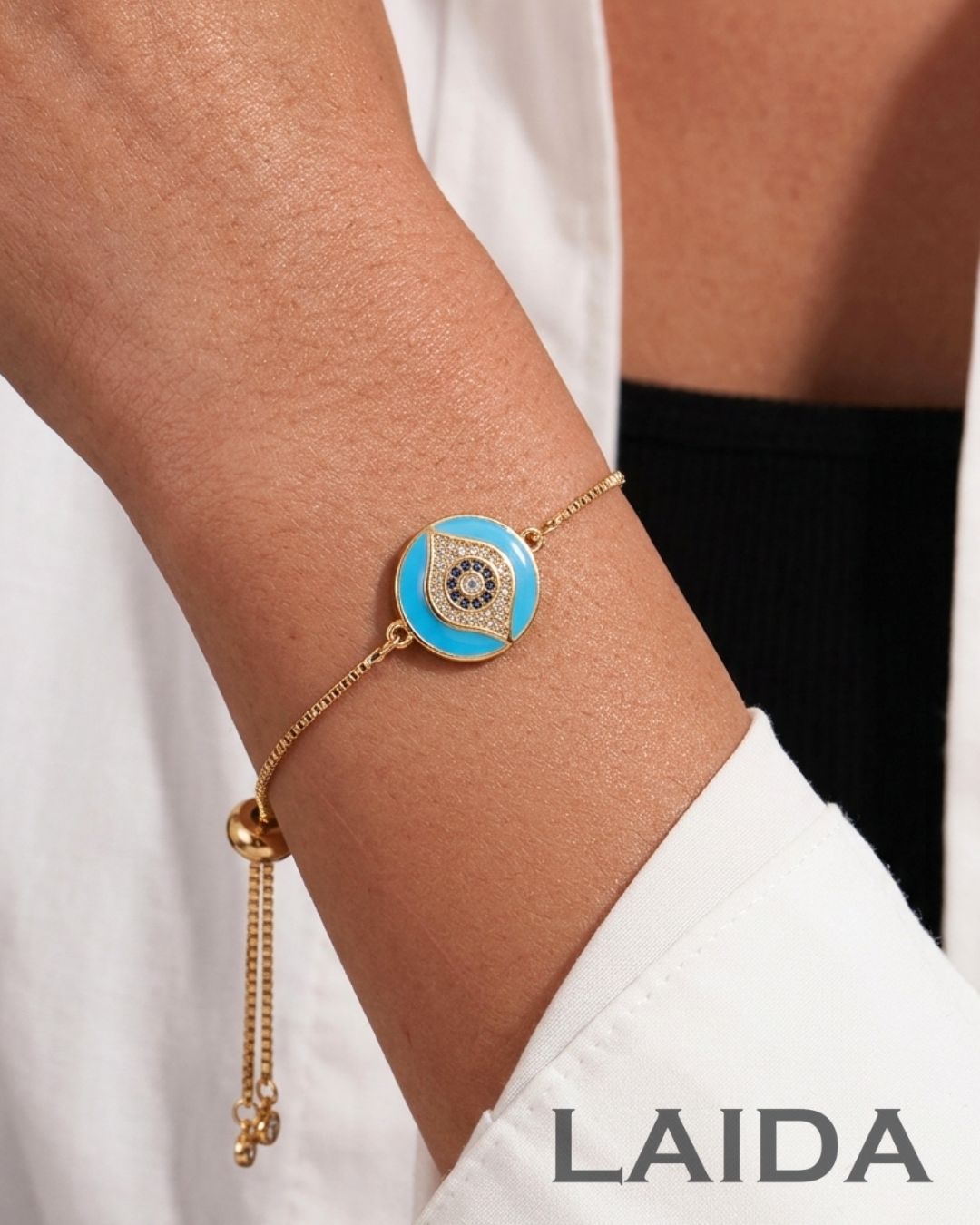 Evil Eye Round - Adjustable Bracelet