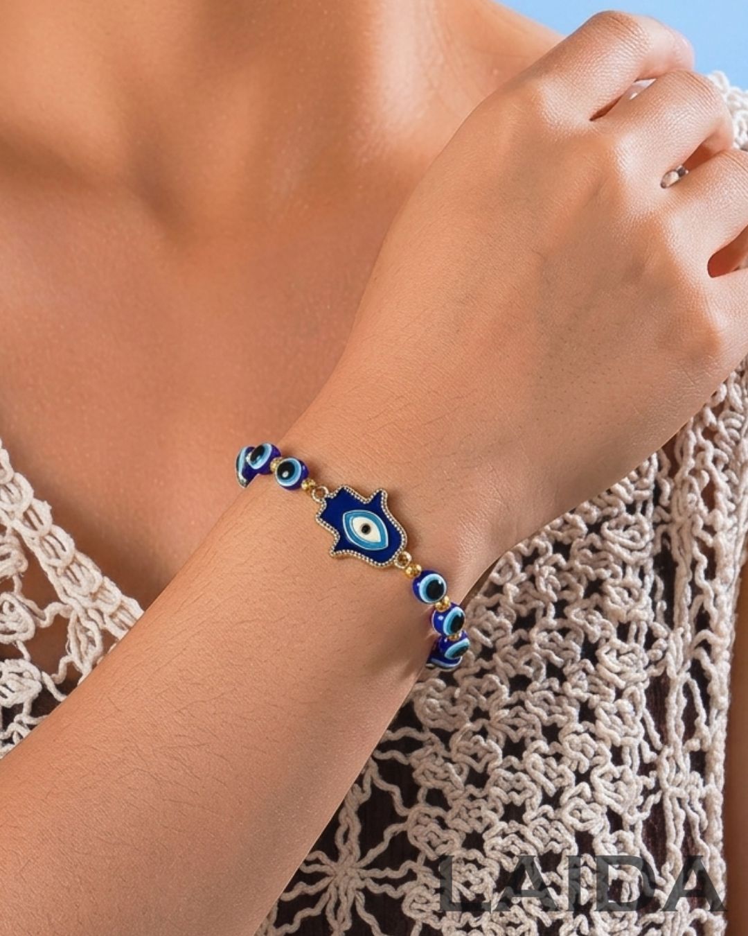 Stretchable Evil Eye Hamsa Bracelet