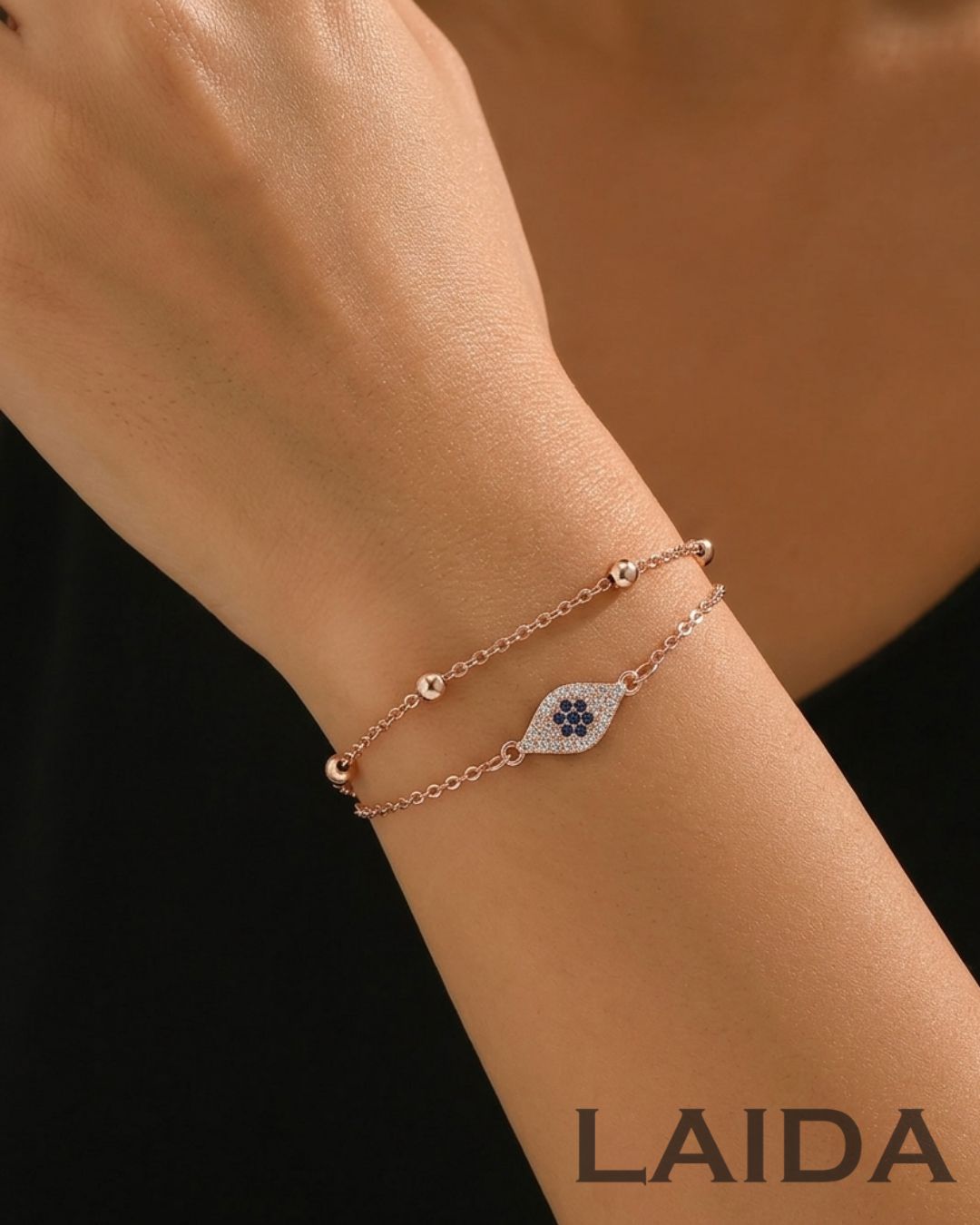 Evil Eye Rose Gold Plated - Adjustable Bracelet