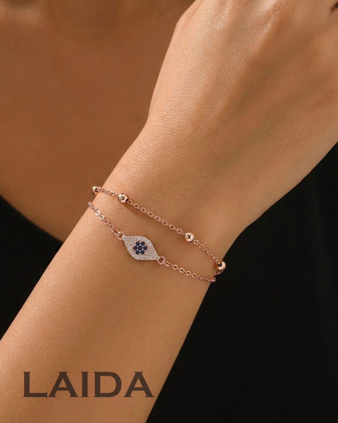 Evil Eye Rose Gold Plated - Adjustable Bracelet