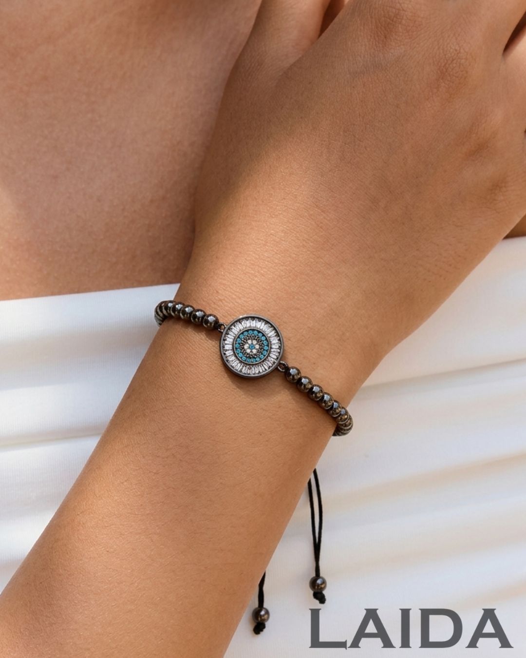 Black Evil Eye - Adjustable Bracelet
