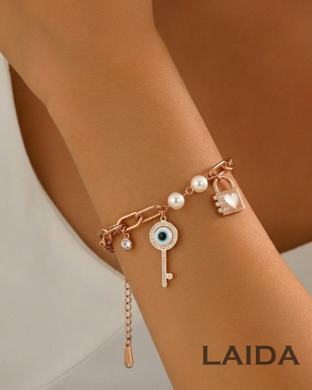 Evil Eye Key Lock - Link Bracelet