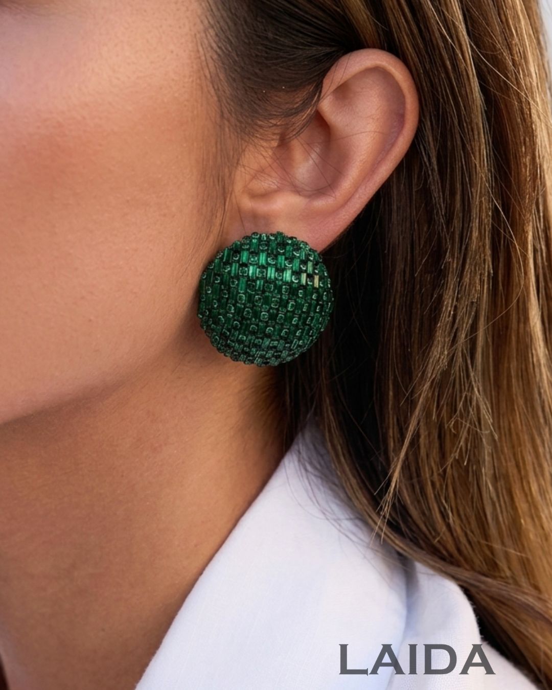 Bling Blogger Green Stud Earrings - Small
