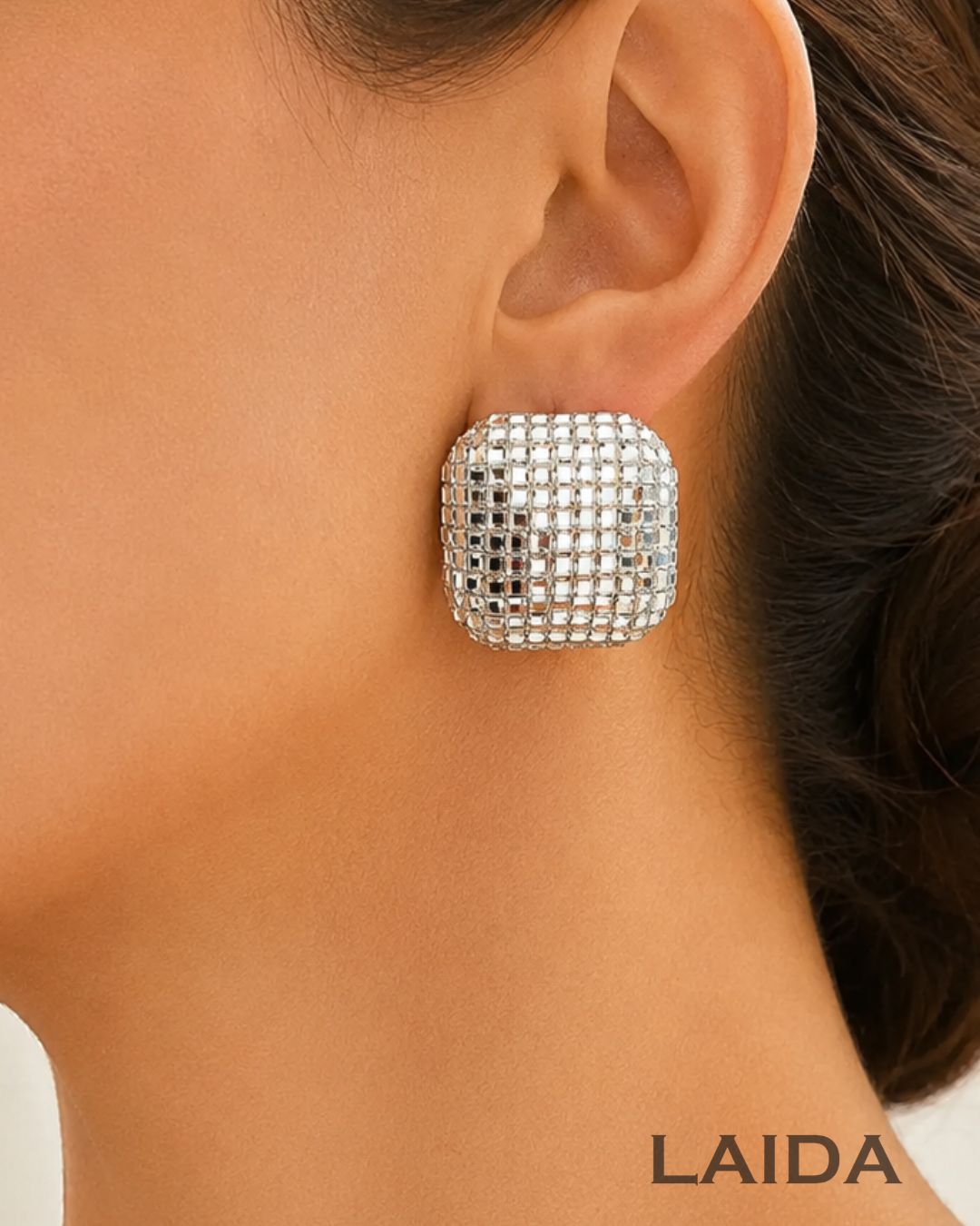 Bling Blogger Silver Square Earrings - Small
