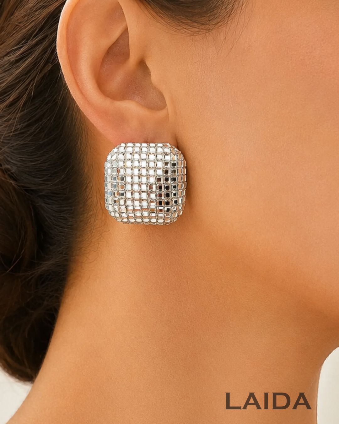 Bling Blogger Silver Square Earrings - Small