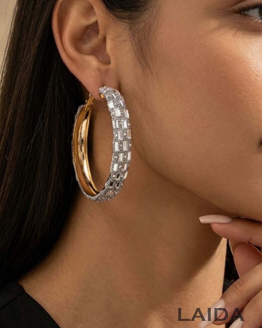 Zeno Bling Blogger Silver Oversized Hoop Earrings
