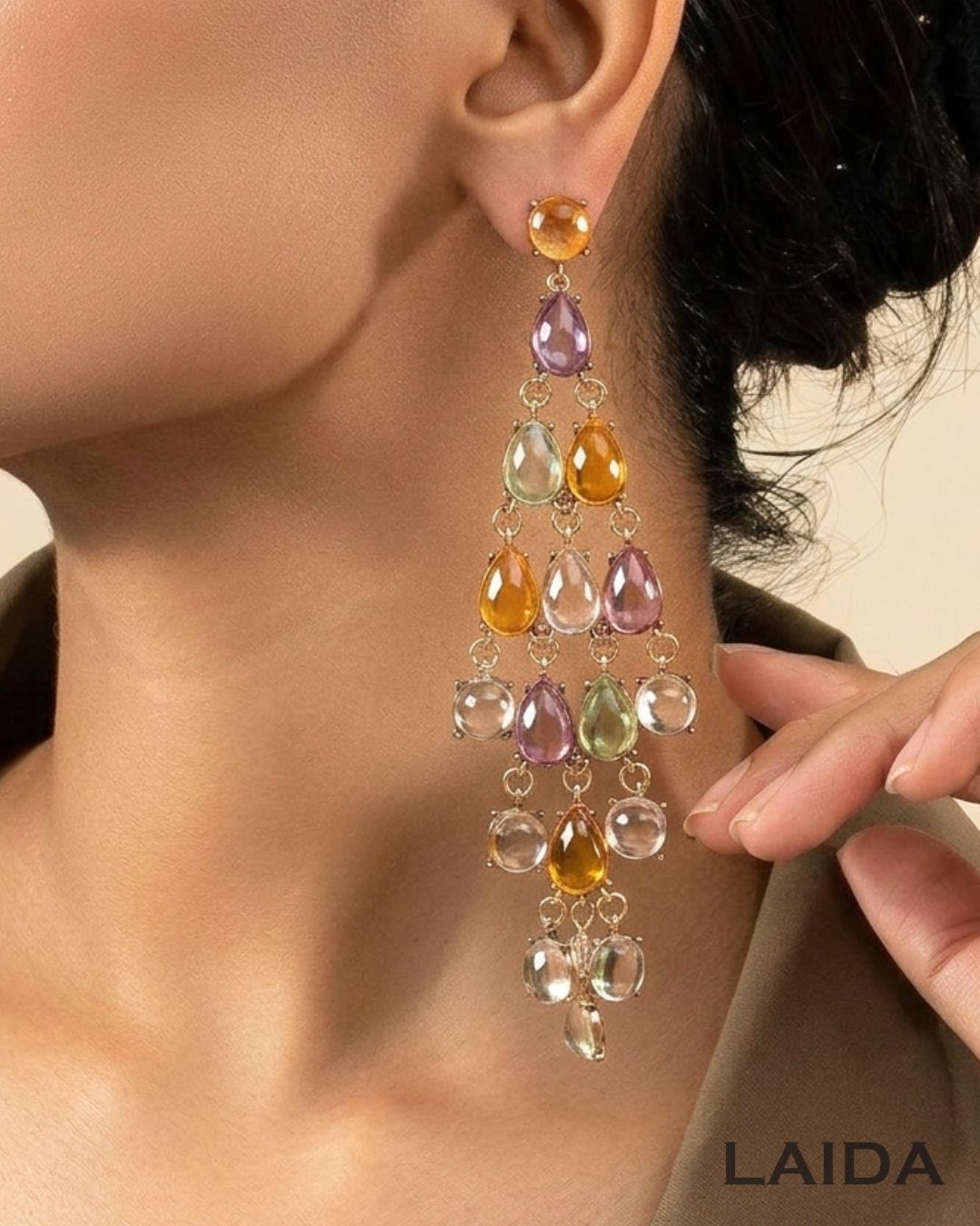 Multicolor Transparent Resin Tear Drop Earrings
