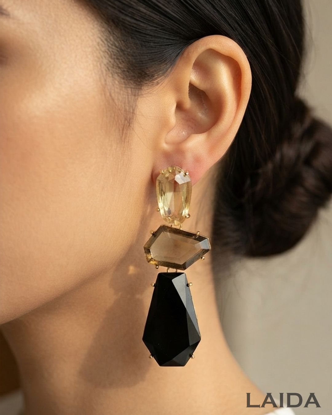 Maya Black Statement Drop Earring