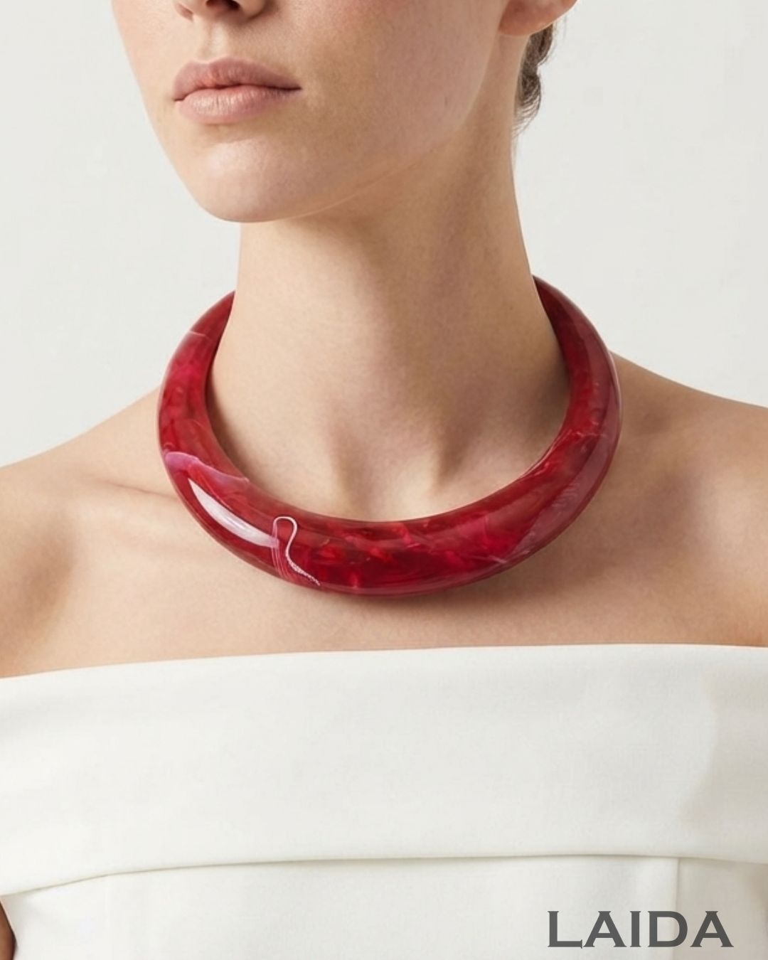 Red Resin Acrylic Collar Necklace