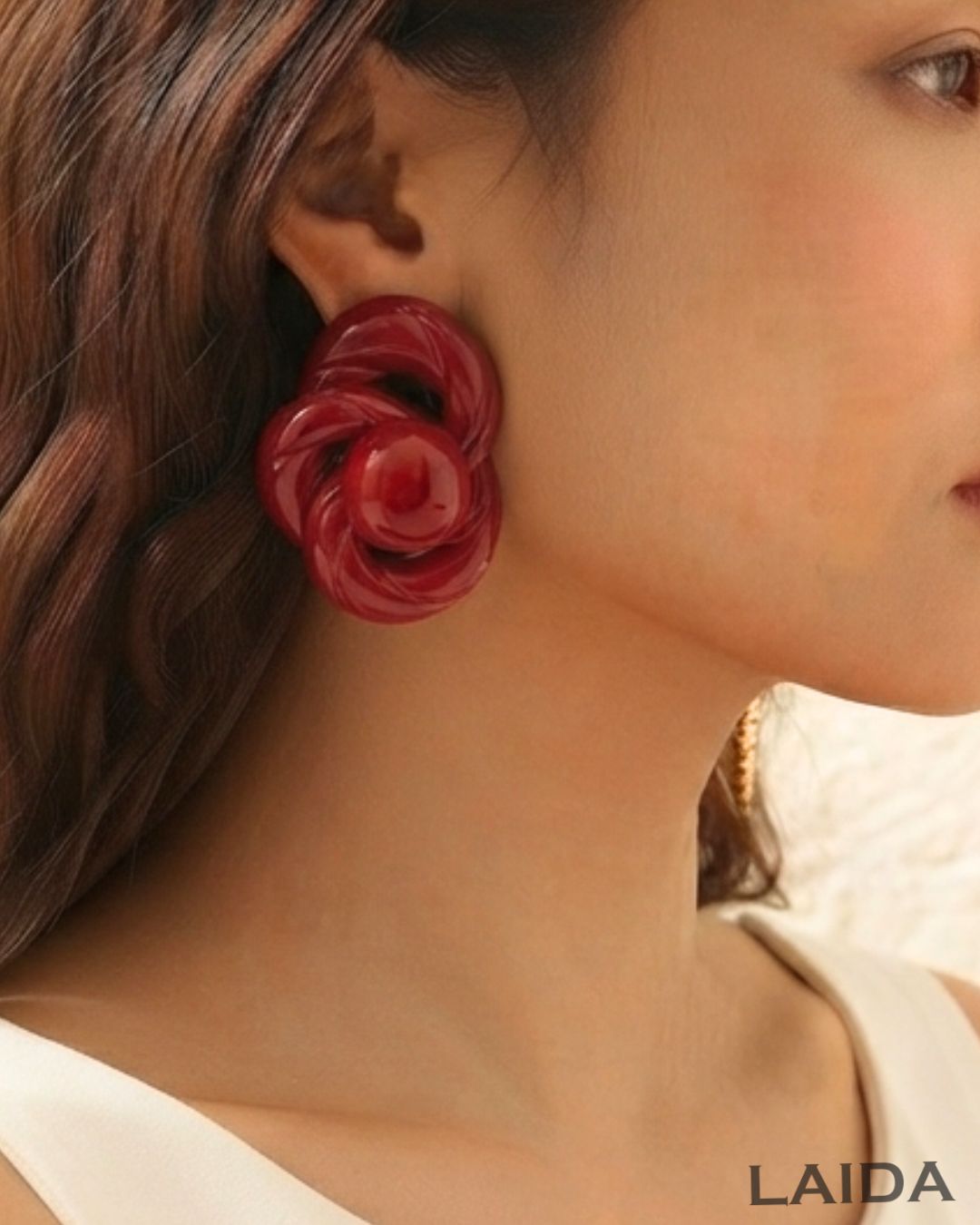 Red Twist Knot Retro Stud Earrings