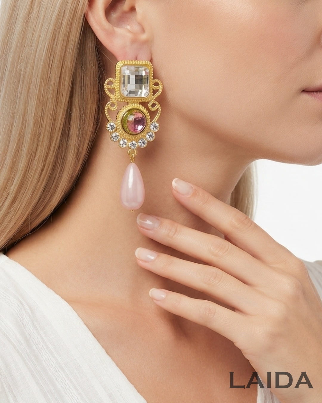Vintage Long Acrylic Resin Drop Earrings