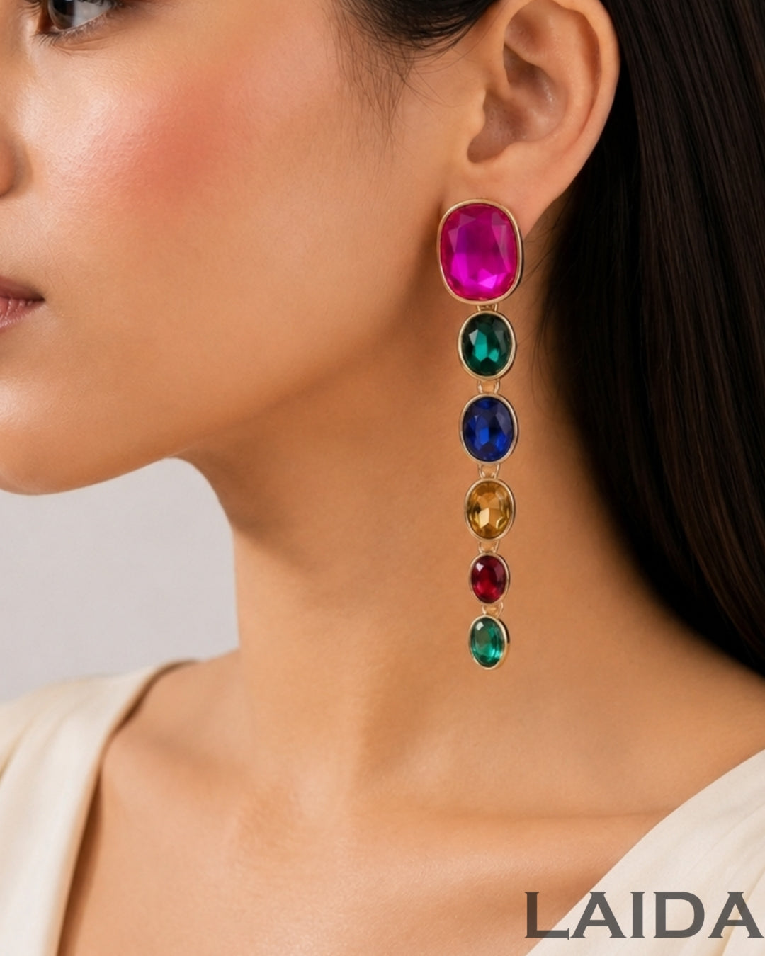 Maya Multicolor Crystal Statement Earrings