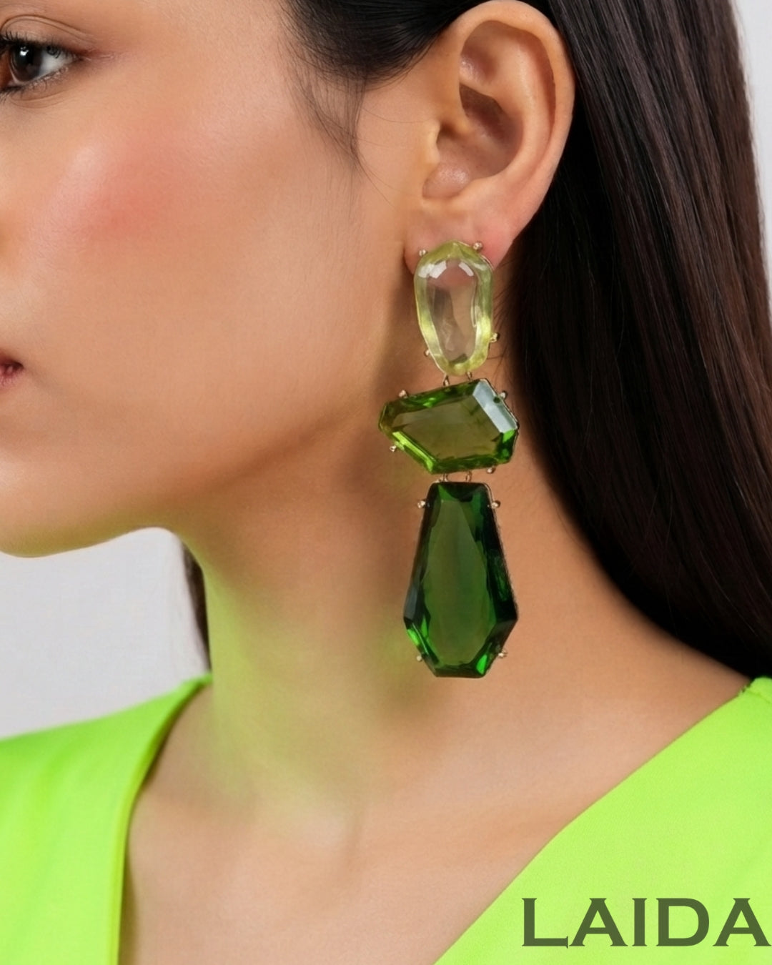Maya Green Statement Drop Earring