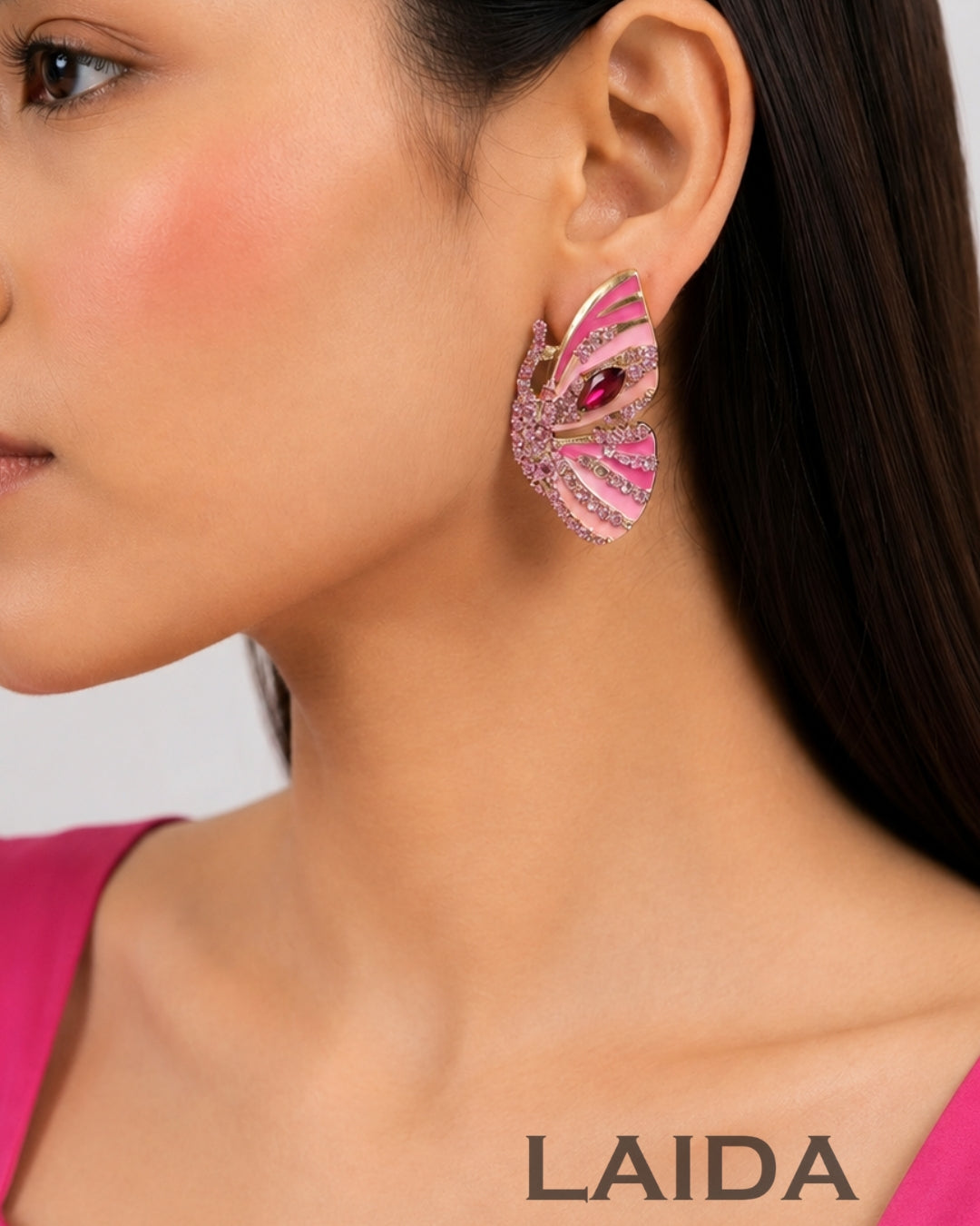 Pink Dreamy Butterfly Stud Earrings