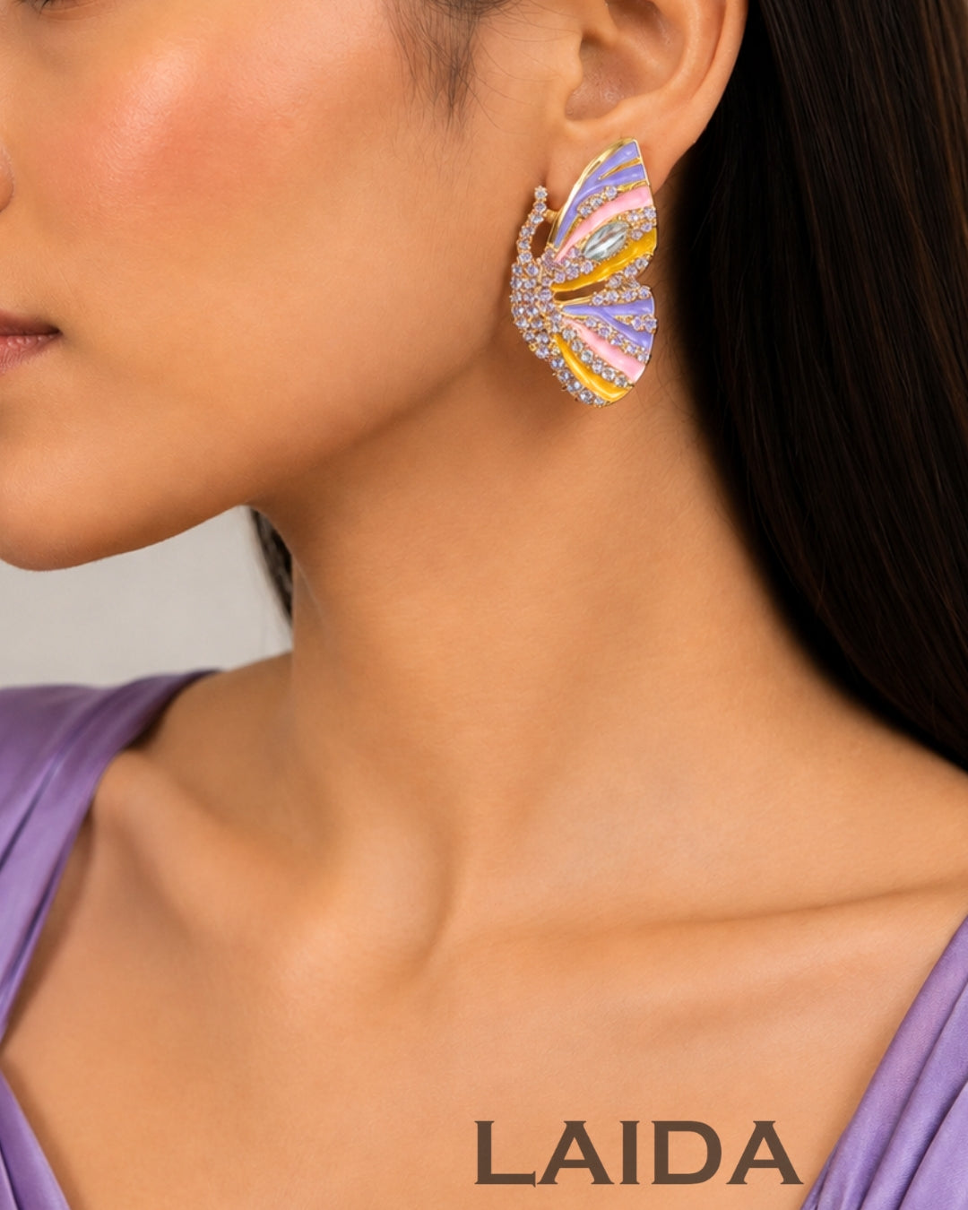 Purple Dreamy Butterfly Stud Earrings