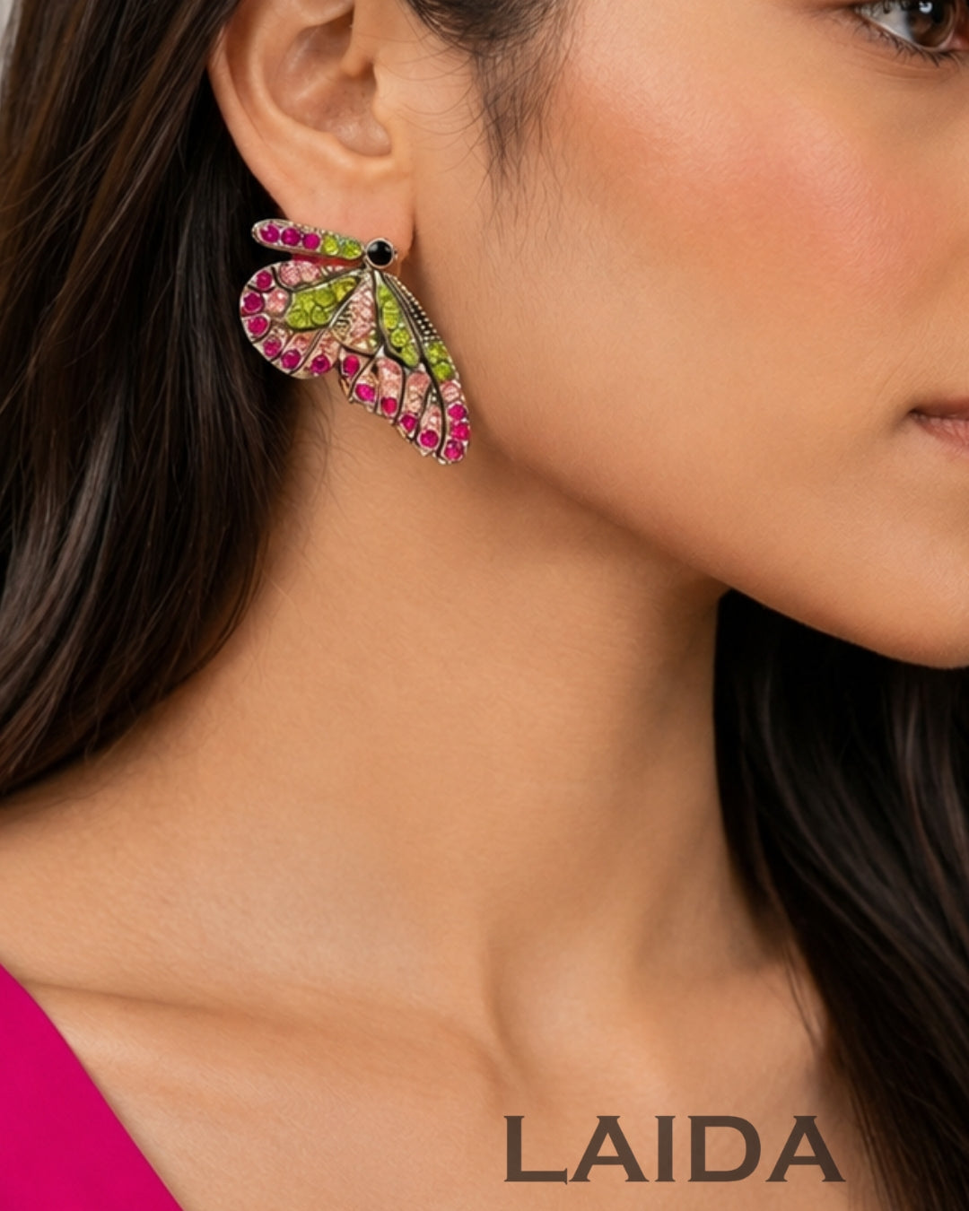 Multicolor Butterfly Stud Earring